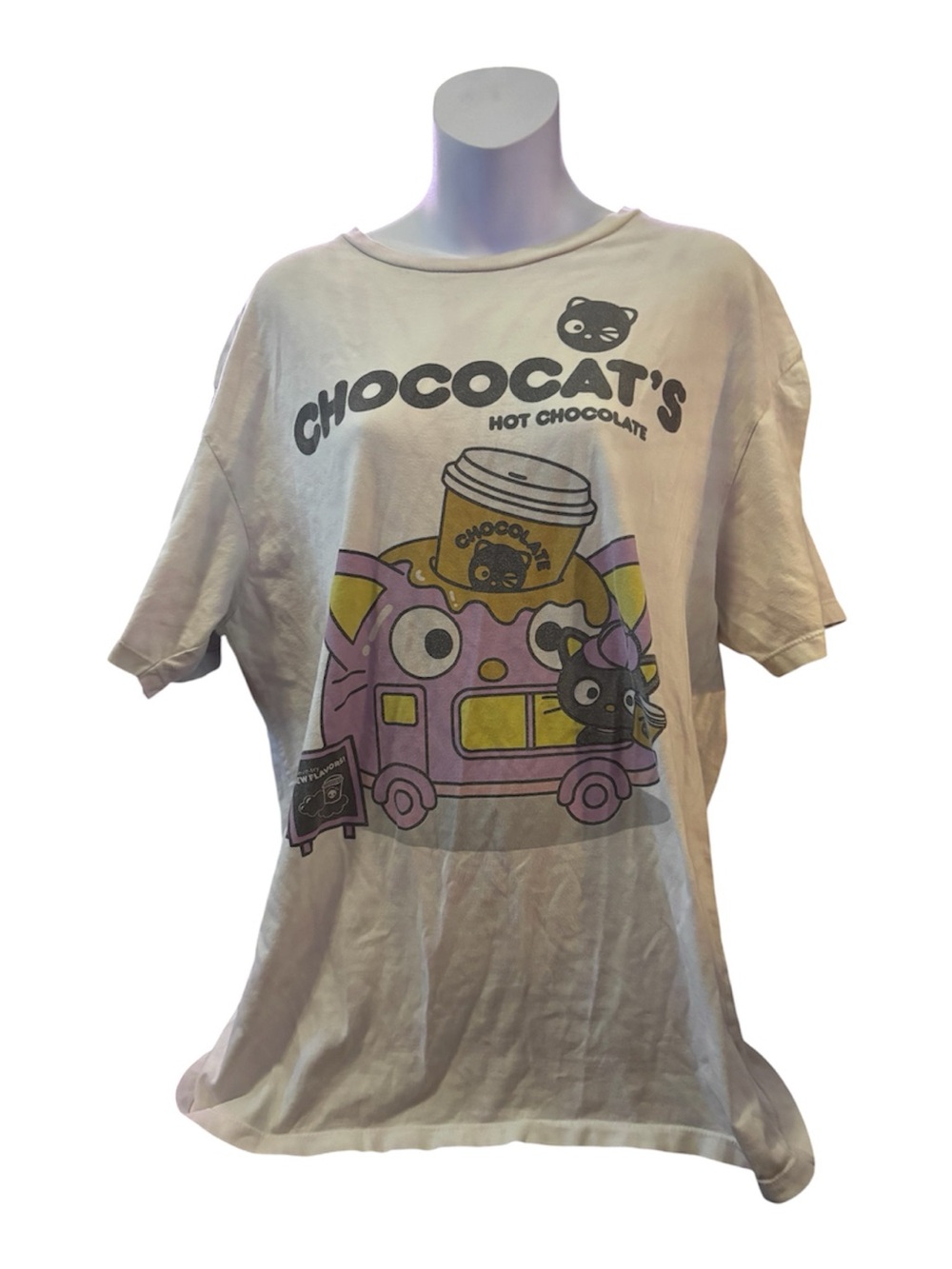 XL purple faded tie dyed chococat tee